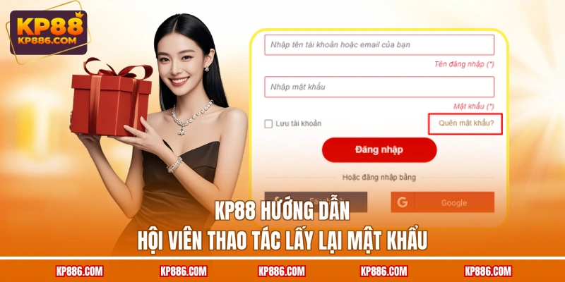 KP88 hướng dẫn hội viên thao tác lấy lại mật khẩu